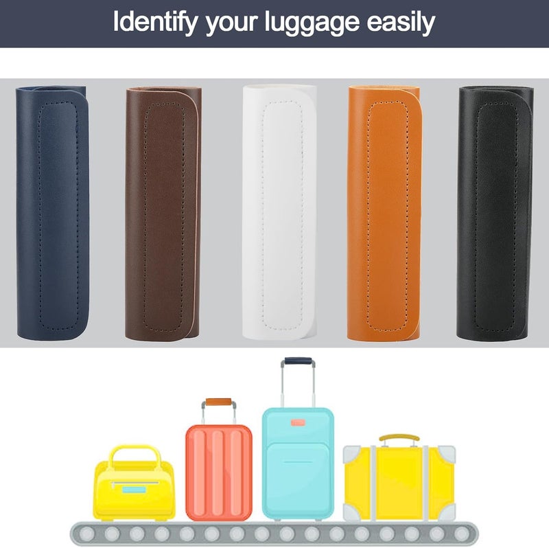 COSMOS 5 Pcs Luggage Handle Wraps Leather Grip Handle Cover Detachable Luggage Identifier Travel Bag Handle Cover Luggage Makers for Suitcase Travel Bag Trolley Case Travel Accessories - Image 4